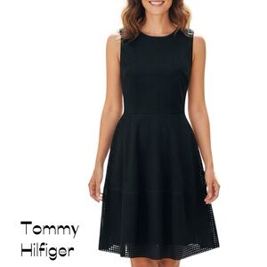 Tommy Hilfiger Black Vegan Suede Fit Flare Dress Size 2